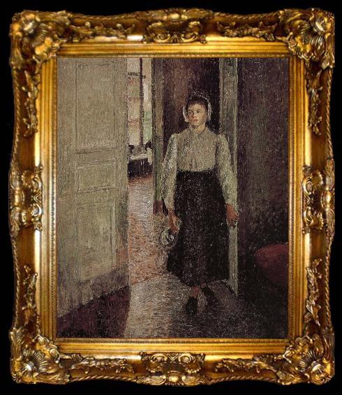 framed  Camille Pissarro young woman, ta009-2